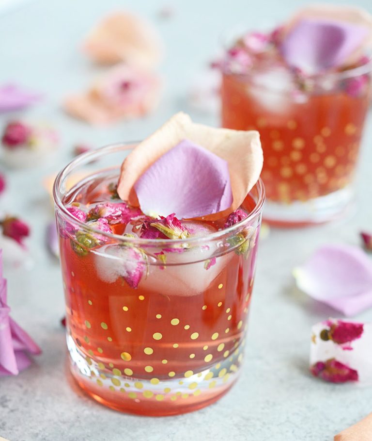 Try something seasonal and refreshing like the Pomegranate Rose Gin Fizz!  Dress up your cocktail with festive gold glassware, like this Pearl Place DOF Set from Kate Spade...she never disappoints!